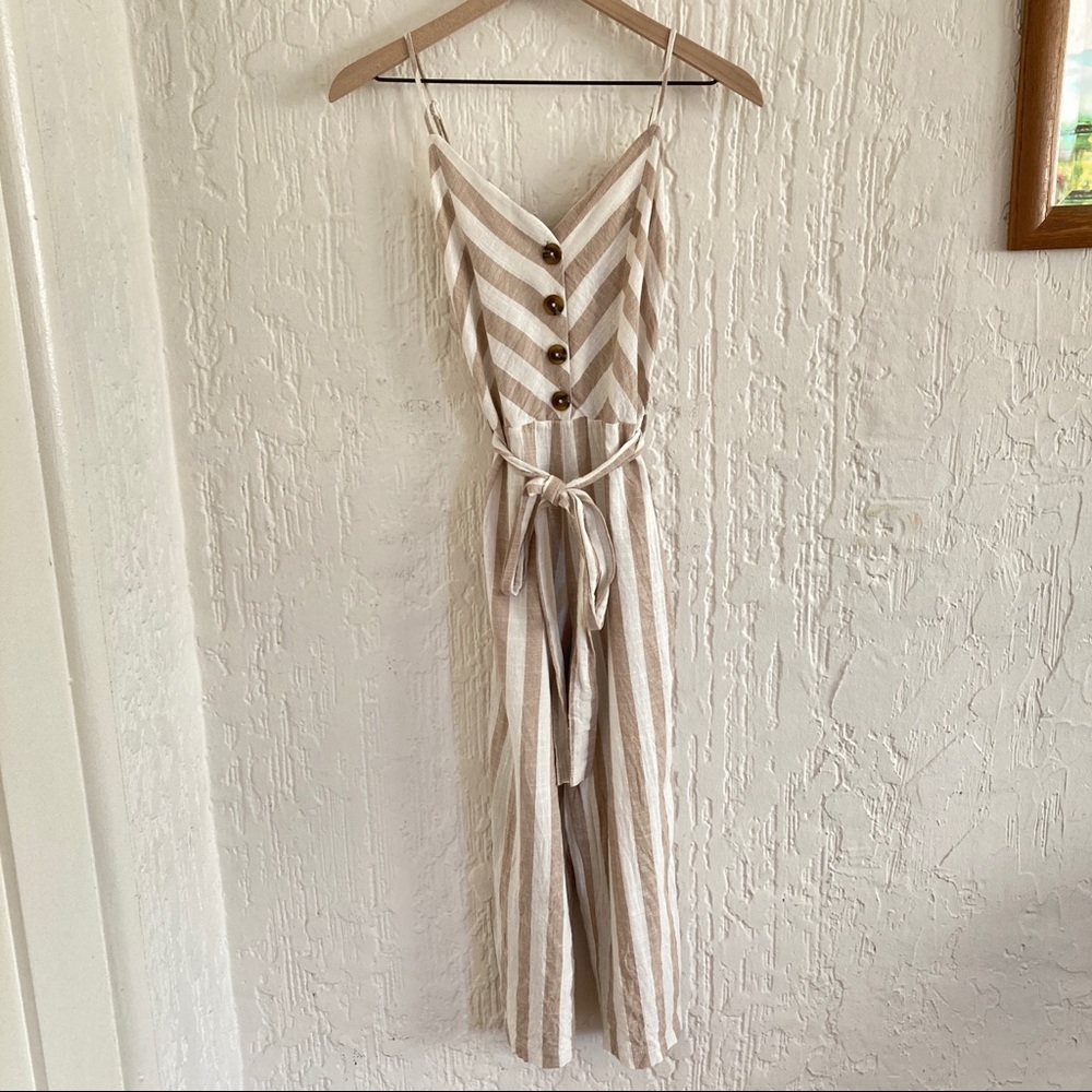 Kensie Linen Blend Tank Top Jumpsuit Romper Size Small